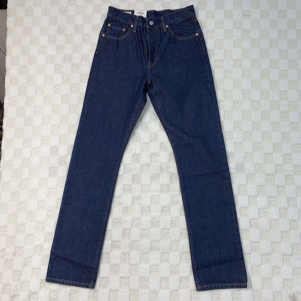 Levis 501 Jeans Original Fit Womens 27x32 Drk Blue High Rise Straight Button Fly